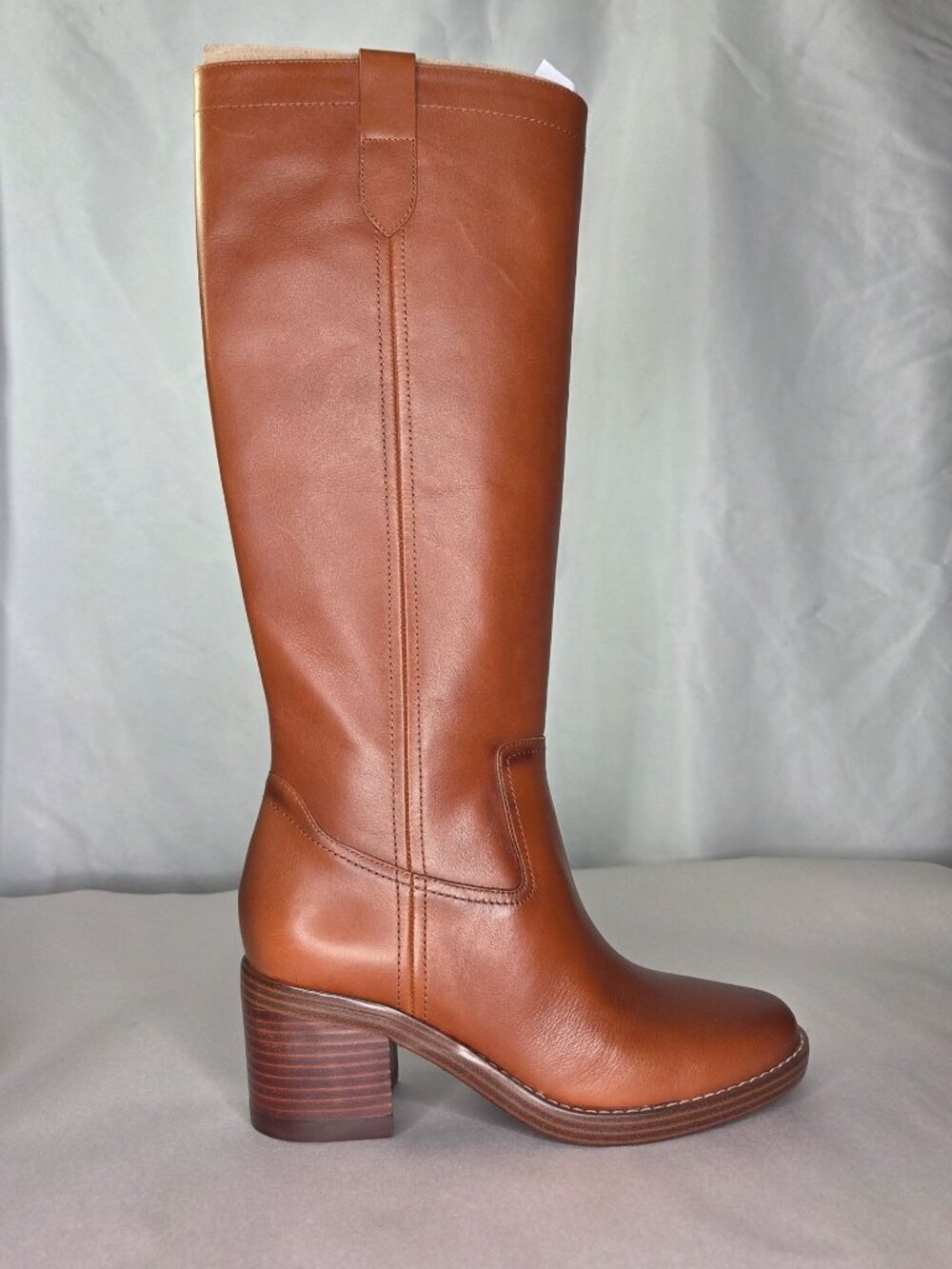 Nine West Hecee Tall Block Heel Boots - Cognac Leather, Size: 7.5 M